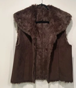 Small MIX IT Faux Suede Vest Faux Fur Boho Bohemian Cowgirl Festival Women's - Picture 1 of 7
