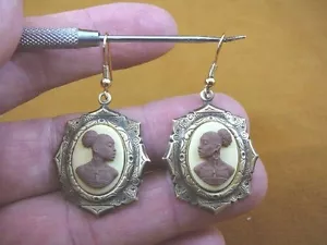 CAE1-38) SELTENE AFROAMERIKANISCHE DAMEN braun + elfenbein KAMEE Ohrhänger SCHMUCK - Bild 1 von 1