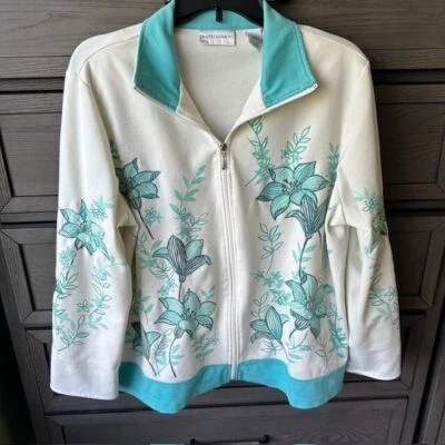 Chaqueta para mujer Draper's & Damon's bordada con estampado floral cremallera completa talla XL Foto 1 de 4