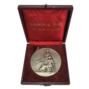 05K29 Antigua Medalla de Bronce Plateado Firmada Quemador Coudray - Imagen 1 de 5