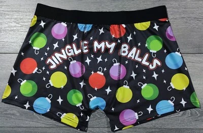 Рождественское нижнее белье для взрослых средний размер 32-34 Jingle My Balls веселые трусы-боксеры мужские - Изображение 1 из 4