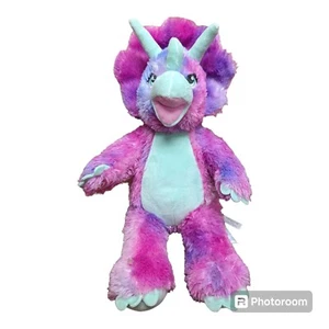 Build a Bear Multicolored Triceratops Dinosaur Purple Pink Green Tricolor - Picture 1 of 17