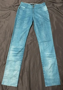 Just Cavalli Turquoise Pants Size 24 38 Made In Italy - Picture 1 of 17