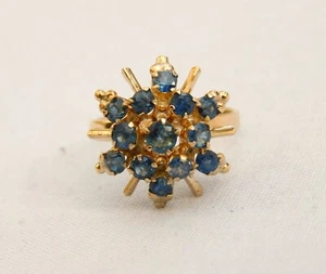 IMPRESIONANTE ANILLO COPO DE NIEVE CALADO ORO AMARILLO 14CT + ZAFIRO 3,4g - TALLA K 1/2 - Imagen 1 de 13