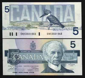 Canada 5 DOLLARS P-95 1986 *ENX* REPLACEMENT AUNC KING FISHER LAURIER BANK NOTE - Picture 1 of 6