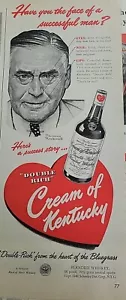 Whisky bourbon Cream Of Kentucky 1949 Norman Rockwell arte hombre exitoso anuncio - Imagen 1 de 1