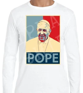 Camiseta Manga Larga El Papa Icono Esperanza Diseño Religión Católica Vaticano Pascua - Imagen 1 de 3