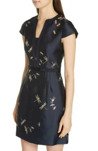 Neu Ted Baker Hartty Libelle Jacquard Kleid Ted's Größe 2 - Bild 1 von 11