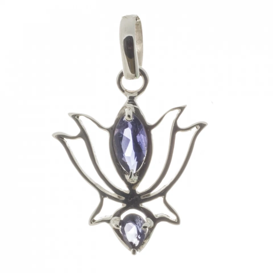 Lotus Iolite Rimorchio 925er Gioiello IN Argento - Nuovo - Immagine 1 di 1