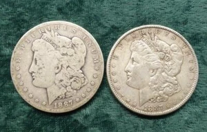 1887 P & O Morgan Silver Dollar, 2 Silver Morgan $1 Coins, P & O-Mint Coins - Picture 1 of 5