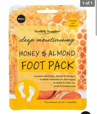 BEAUTIFULLY SCRUMPTIOUS Deep Moisturising Honey and Almond Foot Pack, Vitamin E Enriched, Cruelty Free
