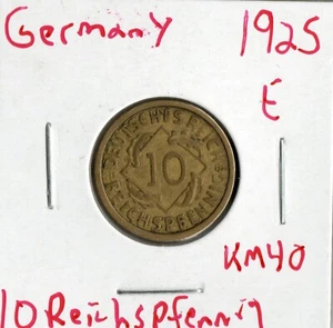 Coin Germany (Weimar) 10 Reichspfennig 1925 E KM40 - Picture 1 of 4