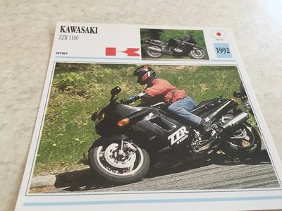 Tarjeta Moto Kawasaki 1100 ZZR 1992 Colección Atlas Motocicleta ZZR1100 1100ZZR - Imagen 1 de 2