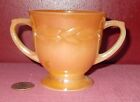 Vintage FIRE KING Peach Luster Ware SUGAR BOWL Leaf Rim +