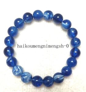 Certified 10mm Mexico Blue Beeswax Amber Round Beads Stretch Bracelet 7.5"