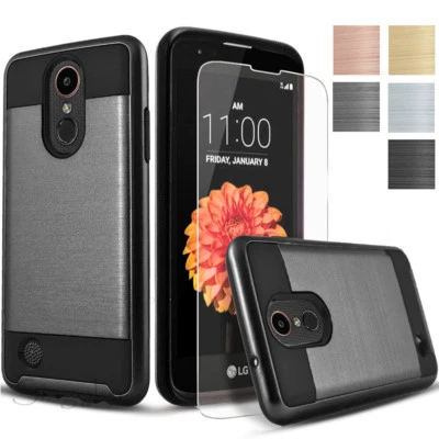 Capa fina rígida à prova de choque armadura escovada + protetor de tela de vidro temperado  - Imagem 1 de 4