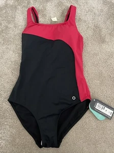Marks & Spencer Good Moves Slimming Removable Pads Black Red Swimsuit 10 £25 - Picture 1 of 17
