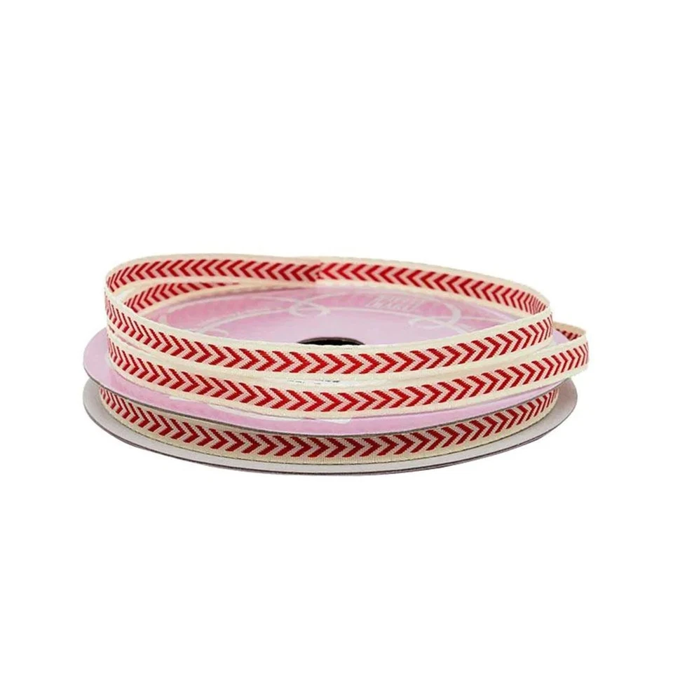 Red and Ivory Narrow Chevron Ribbon - 3/8in. x 25 Yds (pm56154202) - Image 1 of 1