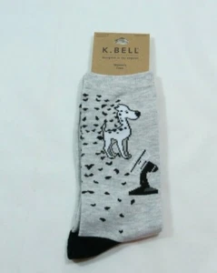 Women's Puppy Dog Gray Heather Crew K Bell Cotton Blend Socks Size 9-11 - Picture 1 of 3