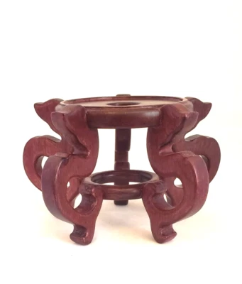 Jarrón de bola de cristal con soporte para plantas de madera base de 3 1/2” de diámetro vintage 5065 Foto 1 de 4