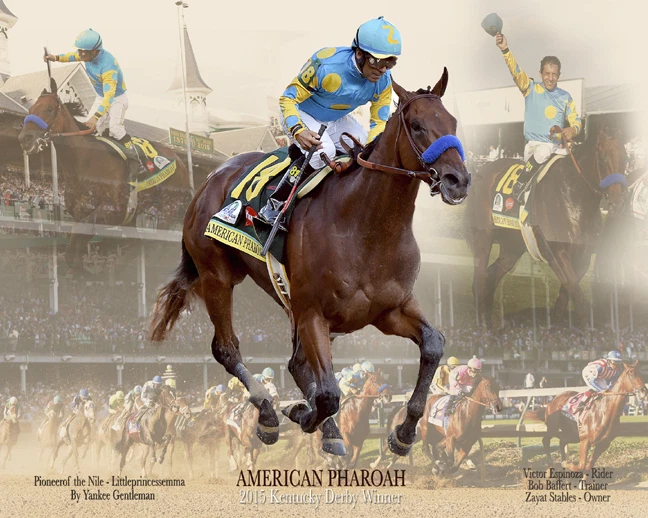 Foto collage American Pharoah Kentucky Derby 8" x 10 - 24" x 30"  Foto 1 de 1