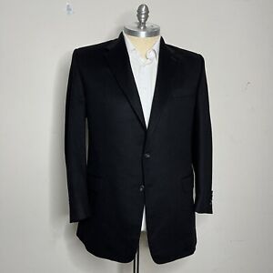 Hickey Freeman Blazer Mens 100% Cashmere Solid Black Size 46L