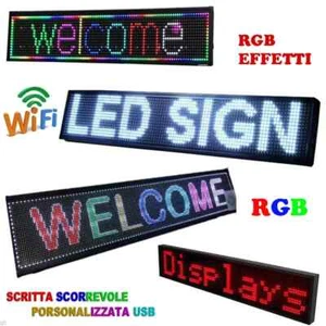 TABELLA RGB INSEGNA LUMINOSA A LED WIFI SCRITTA PERSONALIZZATA USB SCORREVOLE - Foto 1 di 11