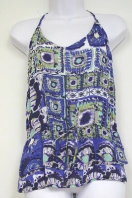 Eight Sixty Shirt Purple Blue Rayon Blouse Top Pull Tie Waist NWTS Size Large  - Image 1 of 4