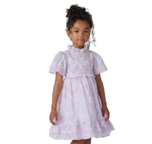 Janie And Jack The Chelsea Dress Girl's 10 Pixie Purple Floral Smocked Ruffled - Picture 1 of 16