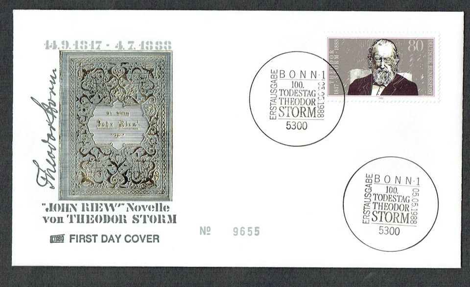 1988 GERMANY FDC. 100th. ANNIVERSARY DEATH OF THEODOR STORM. VERY FINE. - Image 1 of 1