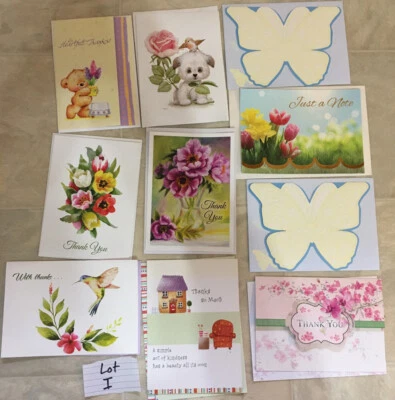 (10) Thank You Cards Friends Family Butterfly Flowers Pastels Birds Estate I - Image 1 of 3
