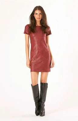 Hale Bob Short Sleeve Ultra Suede Leather Shift Dress  XXS S NWT 3RBL6218 - Image 1 of 4