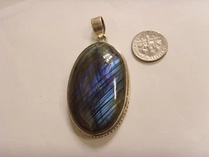 vintge sterling silver guild artisan heirloom gem labradorite huge pendant 46773 - Picture 1 of 5