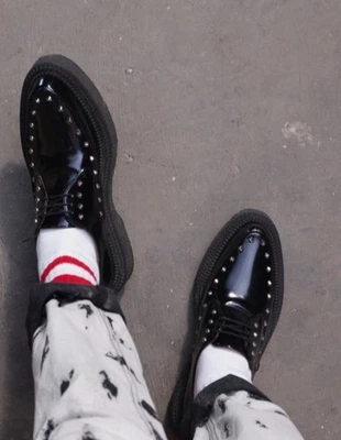 GIAMBATTISTA VALLI x H&M Black Patent Leather Creepers / Loafers US 7 EUR 39 - Image 1 of 4