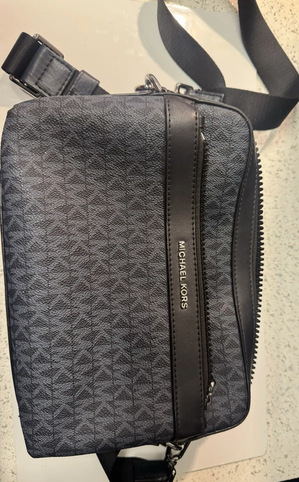 Michael Kors Men’s Crossbody Bag Black Gray Logo – Slightly Used   - Image 1 of 4
