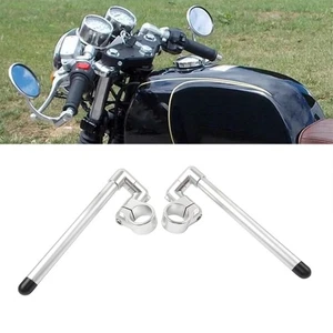 46MM Cafe Racer Bars 7/8“ Motorrad Universal Clip-On Lenker Gabelrohr Silber - Picture 1 of 11