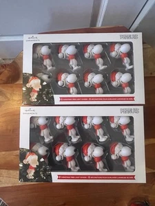 Snoopy Peanuts Christmas Lights String Covers 4" Santa 2 Sets - 16 Total - Picture 1 of 3