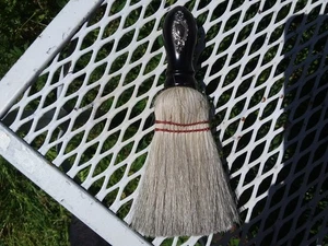 Decorazione pennello/emblema ornamento argento sterling legno ebano vintage collezione barbiere - Foto 1 di 4