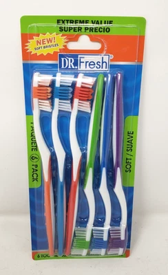 Escova de Dentes Dr. Fresh Pacote com 6 Multicolorida "SOFT" - Imagem 1 de 4