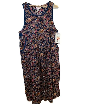 Maternity Long Paisley Jumper Dress Large Pockets Floral 100% Cotton Boho NEW - Image 1 of 4