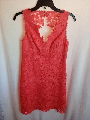 BNWT Trina Turk Dress Women's Coral Size 4 Floral Lace Sleeveless - Image 1 of 4