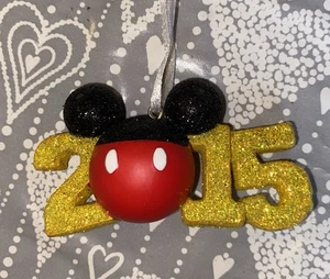 Hallmark Disney Mickey Ears 2015 Golden Glitter Ornament - Picture 1 of 6