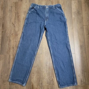 Pantalones de mezclilla Carhartt para hombre 36x34 azul B13 DST peto calce ropa de trabajo carpintero - Imagen 1 de 12