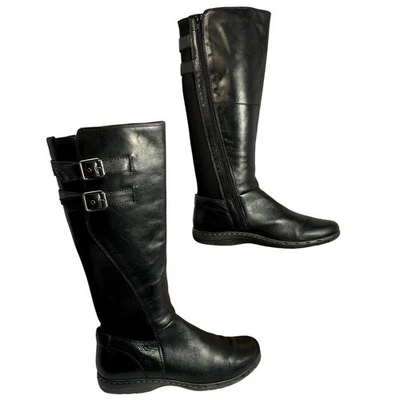 Cobb Hill Leather Boots Womens 8M Midcalf Zip Buckle Harness Low Heel Comfort - Image 1 of 4