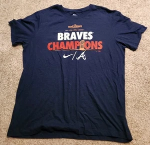 Camisa de béisbol Atlanta Braves para hombre L grande azul MLB Campeones de la Serie Mundial Nike - Imagen 1 de 8