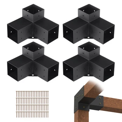4''x4'' Pergola Bracket Kit inner 3.6x3.6 3-Way Woodworks DIY Post 4 pcs - Image 1 of 4