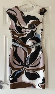 Ted Baker Bodycon Dress White Brown Blue Black Size 2 New Without Tags - Picture 1 of 14