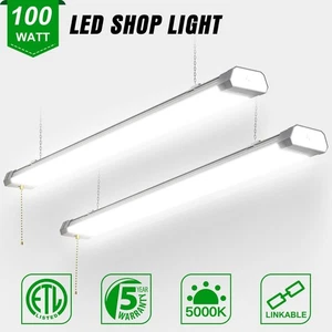 2-PACK LED Shop Light 100W 13000LM Linkable Ceiling Tube Garage Lighting Fixture - Picture 1 of 12