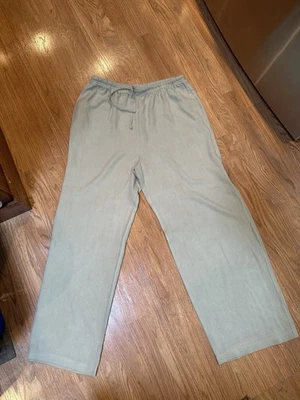 Women's 100% Silk Tommy Bahama Drawstring Pants Wide Leg Lt Green  Size Lg - Image 1 of 4