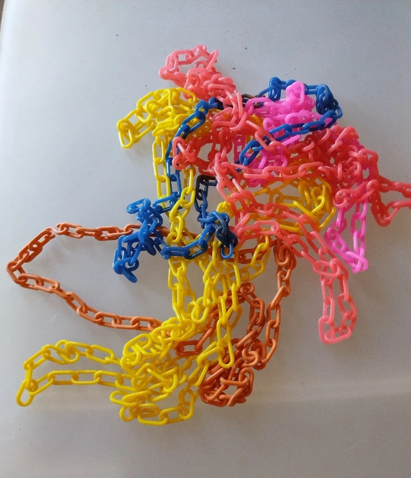 Collar Amarillo De Colección Años 80 Para Clip Campana Dijes Plástico Repuesto Cadena Eslabón 24" Foto 1 de 2